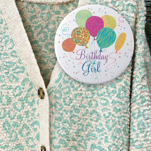 Macaron Rond 15,2 Cm Bouton Motif animal fille anniversaire (Créateur téléchargé)