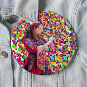 Macaron Rond 15,2 Cm Bouton Musique en couleur