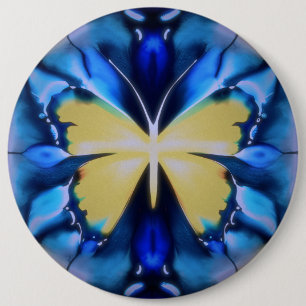 Macaron Rond 15,2 Cm Bouton papillon tie dye bleu et or