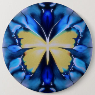 Macaron Rond 15,2 Cm Bouton papillon tie dye bleu et or