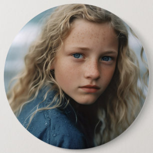 MACARON ROND 15,2 CM BOUTON PERSONNALISÉ GRANDE PHOTO