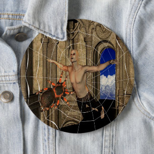 Macaron Rond 15,2 Cm Bouton Pinback Web Vampire Spiders