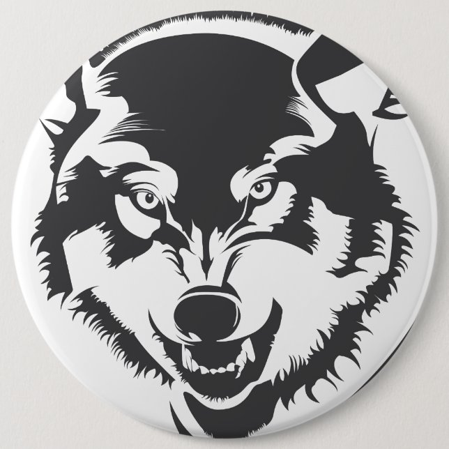 Macaron Rond 15,2 Cm Bouton Pinback Wolf (Devant)