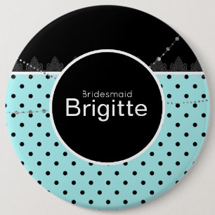 Macaron Rond 15,2 Cm Bouton point polka bleu et noir