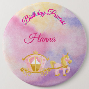 Macaron Rond 15,2 Cm Bouton Princesse d'anniversaire personnalisé