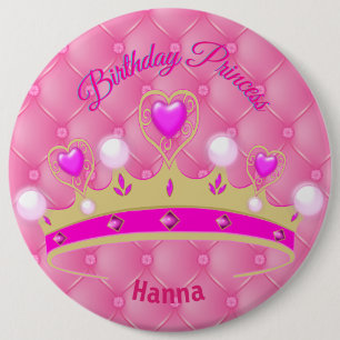 Macaron Rond 15,2 Cm Bouton Princesse d'anniversaire personnalisé