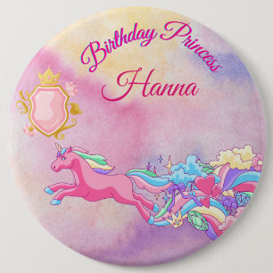 Macaron Rond 15,2 Cm Bouton Princesse d'anniversaire personnalisé
