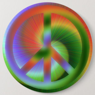 Macaron Rond 15,2 Cm Bouton psychédélique de paix
