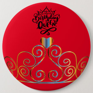 Macaron Rond 15,2 Cm Bouton rouge Reine d'anniversaire