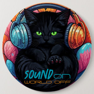 Macaron Rond 15,2 Cm Bouton Vibe Kitty Graffiti - Noir