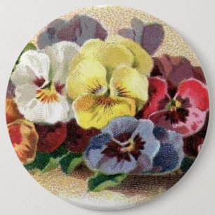 Macaron Rond 15,2 Cm Bouton vintage de pensées