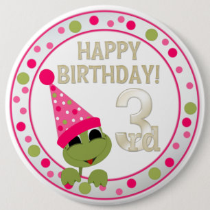 Macaron Rond 15,2 Cm Bouton VIP 3ème anniversaire