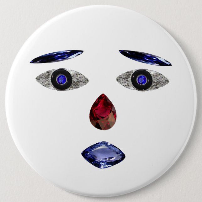 Macaron Rond 15,2 Cm Bouton Visage fait avec Pierres (Devant)
