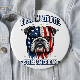Macaron Rond 15,2 Cm Boutons de Bouledogue Patriotique Grincheux du 14