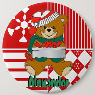 Macaron Rond 15,2 Cm Boutons d'étiquette de nom de bas de Noël d'ours