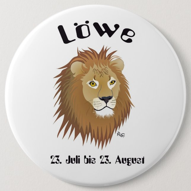 Macaron Rond 15,2 Cm Boutons Löwe Tierkreiszeichen (Devant)