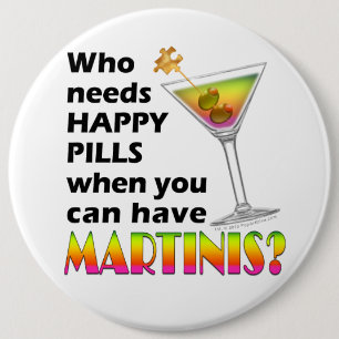 Macaron Rond 15,2 Cm Boutons - Martinis contre Happy Pills