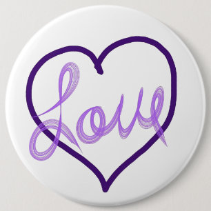 Macaron Rond 15,2 Cm Boutons Pin Coeur d'Amour Violet