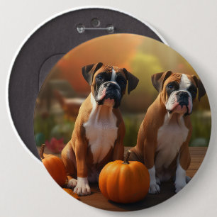 Macaron Rond 15,2 Cm Boxer Chiot Automne Citrouille de plaisir