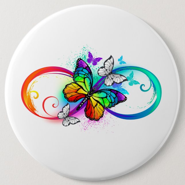 Macaron Rond 15,2 Cm Bright infinity with rainbow butterfly (Devant)