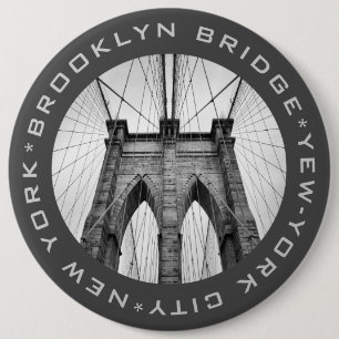 Macaron Rond 15,2 Cm Brooklyn Bridge New York City Landmark Texte perso