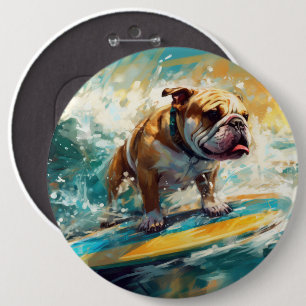 Macaron Rond 15,2 Cm Bulldog Beach Surf Peinture