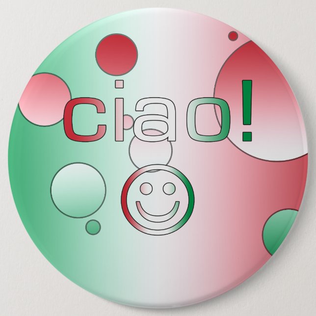 Macaron Rond 15,2 Cm Cadeaux italiens : Visage bonjour/Ciao (Devant)