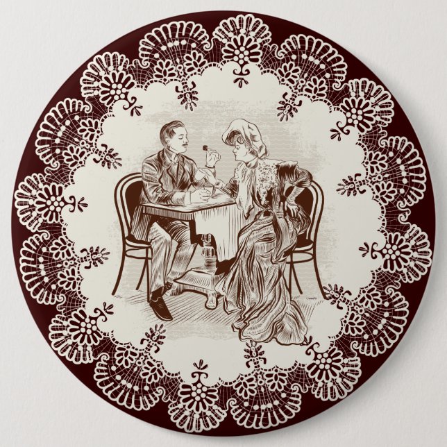 Macaron Rond 15,2 Cm café et amour (Devant)