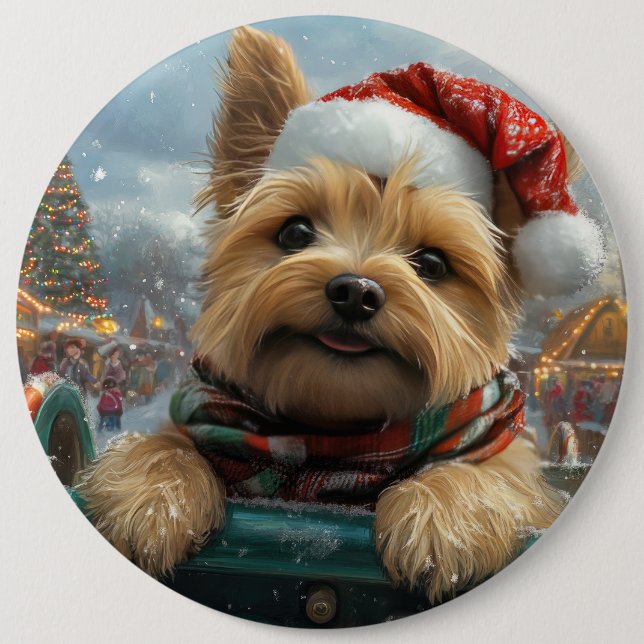 Macaron Rond 15,2 Cm Cairn Terrier Chien Montagnes Russes Noël (Devant)