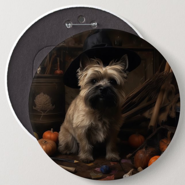 Macaron Rond 15,2 Cm Cairn Terrier Citrouilles Halloween effroi (Devant & derrière)