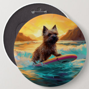 Macaron Rond 15,2 Cm Cairn Terrier Plage Surf Peinture