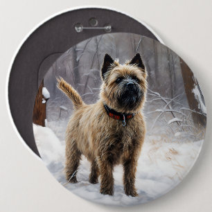 Macaron Rond 15,2 Cm Cairn Terrier Qu'Il Neige Noël