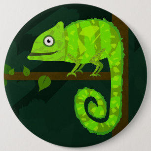 Macaron Rond 15,2 Cm Caméléon vert mignon