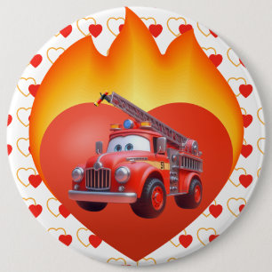 Macaron Rond 15,2 Cm Camion de pompiers mignon pour la Saint-Valentin