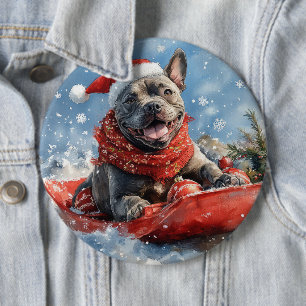 Macaron Rond 15,2 Cm Canne Corso Dog in Sledge Let It Neige Noël
