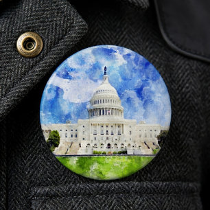 Macaron Rond 15,2 Cm Capitole des États-Unis à Washington DC Aquarelle