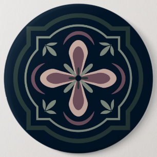 Macaron Rond 15,2 Cm carreaux géométriques floraux de couleur terreuse