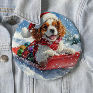Macaron Rond 15,2 Cm Cavalier King Charles Spaniel Chariot de Noël