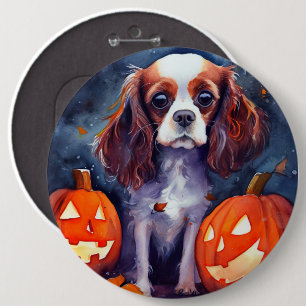 Macaron Rond 15,2 Cm Cavalier King Charles Spaniel de Halloween Citroui