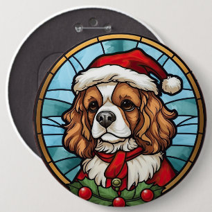 Macaron Rond 15,2 Cm Cavalier King Charles Spaniel Verre Noël