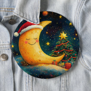 Macaron Rond 15,2 Cm Célébration drôle de la Lune de Noël de la Galaxie