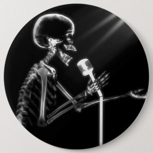 MACARON ROND 15,2 CM CHANT SQUELETTIQUE DE RAYON X SUR RÉTRO MIC - B&W