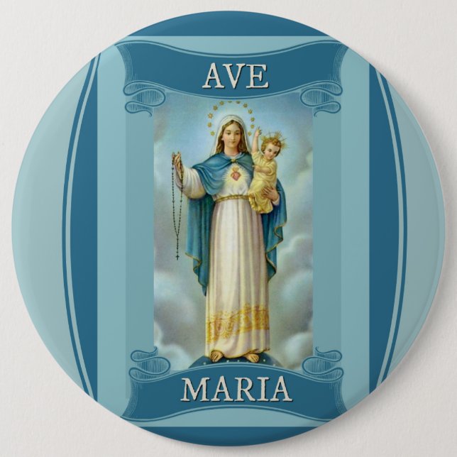 Macaron Rond 15,2 Cm Chapelet d'ENFANT de VIERGE MARIE d'avenue MARIA (Devant)