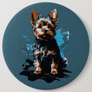 Macaron Rond 15,2 Cm Charme mettant en valeur le Yorkshire Terrier