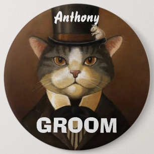 Macaron Rond 15,2 Cm Chat drôle de marié