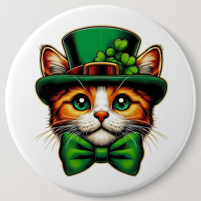 Macaron Rond 15,2 Cm Chat mignon/chaton Saint Patrick's Day (Devant)