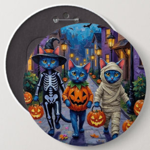 Macaron Rond 15,2 Cm Chats Bleus Russes en Costumes d'Halloween