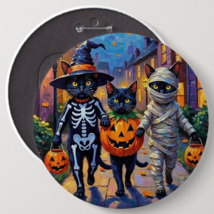 Macaron Rond 15,2 Cm Chats noirs en costumes d'Halloween