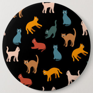 Macaron Rond 15,2 Cm Chats sur le noir