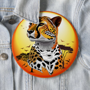 Macaron Rond 15,2 Cm Cheetah African Feline Wild Animal